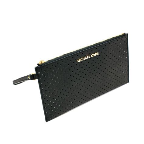 michael kors jet set travel large wristlet black|mk double zip wristlet.